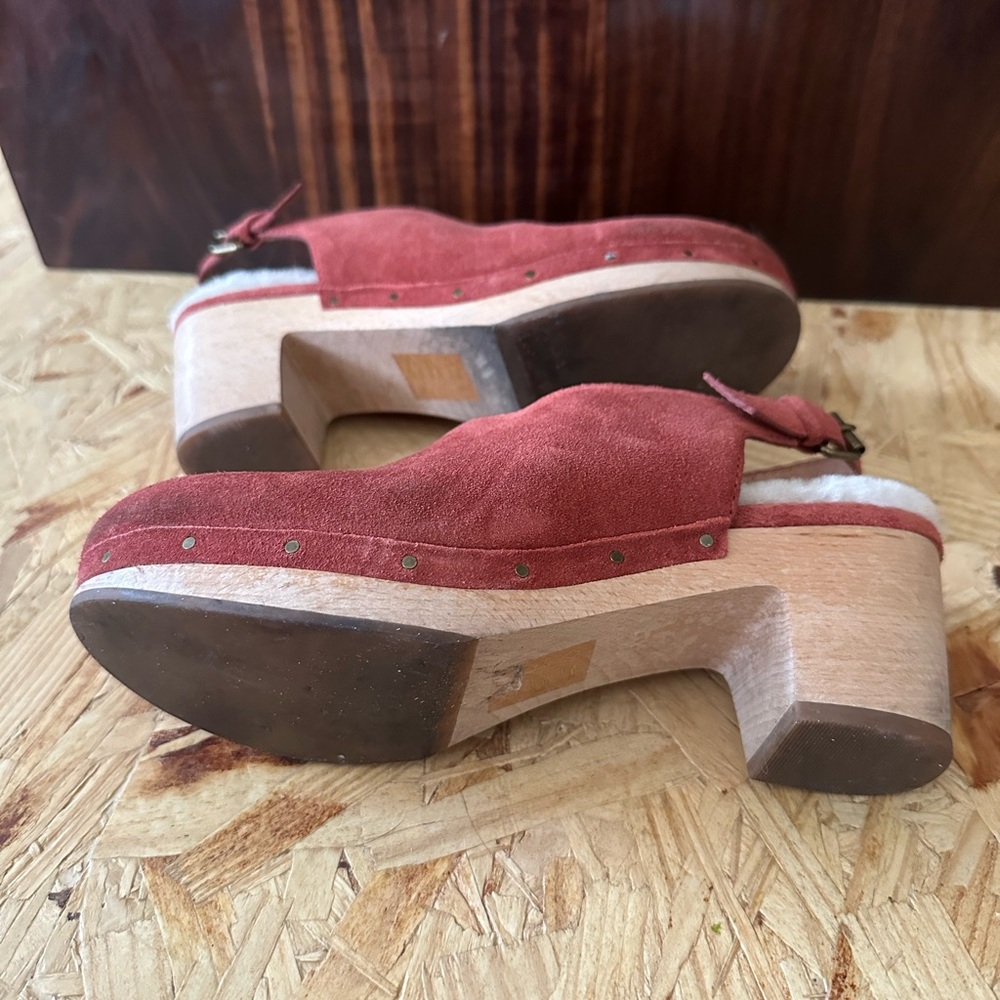 Madewell - Marlo slingback clogs in suede (rust) with shearling - Picture 5 of 9